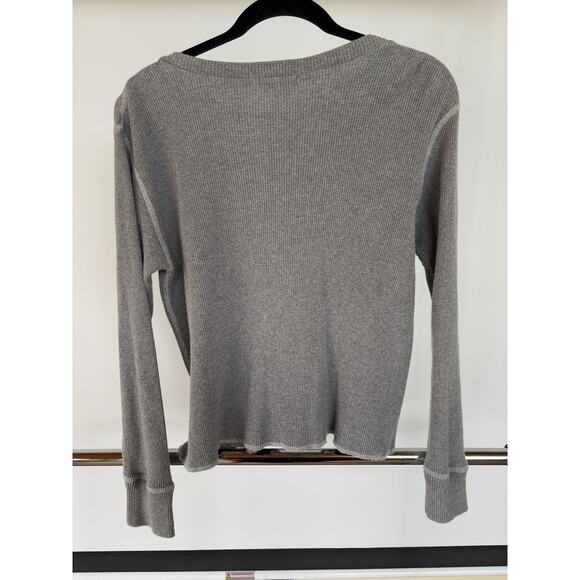 Vintage 90s Roses Thermal Top Gray Long Sleeve Crewneck Cozy Nostalgic Kidcore - Picture 7 of 7